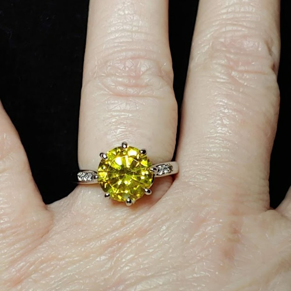 Simulated Citrine and Diamond Ring